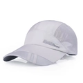 Light gray breathable mesh sports baseball cap with quick-dry fabric side view - Adjustable / Light Gray