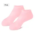 Pink silicone moisturizing heel socks for cracked foot care and soft skin protection - One Size / Pink