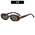 Retro oval sunglasses in classic tortoiseshell frame with dark green lenses C9 model - C9-Demi Frame Dark Green Lens