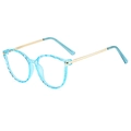 Occhiali retrò in TR90 con montatura azzurro traslucido e stanghette in metallo oro - Blu Trasparente Oro