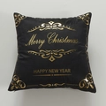 Kussensloop voor Kerstmis van zwart fluweel met gouden Merry Christmas-opdruk - Stijl 1 / 45*45cm (Met 400g Niet-geweven 3D-katoenkern)