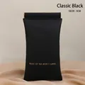 Classic Black leather pouch with metal spring closure and gold lettering in 18x9cm size - Medium / Classic Black