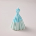 Blue gradient wedding dress scented candle with elegant lace texture and pleated details - Blue-Green Gradient [Shangri-La]