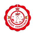 White Christmas tree skirt with red wavy edges and festive Santa Claus print patterns - White Base Red Wavy Edge Sleigh Pattern (021) / 120cm