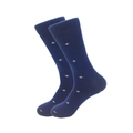 Klassische dunkelblaue Socken mit weißem Rautenmuster und komfortablem Rippstrick-Bund - 38-46 / Blau Weiße Punkte