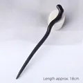 Sleek 18cm black ebony wood hair pin with minimalist wave design for modern style - Curved Branch