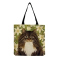 Gatto a pelo lungo con fiori bianchi (hm2879)