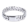 Poliertes silbernes Edelstahl-Herrenarmband 12mm Panzerkette mit Kastenverschluss - 22cm / Stahl Glatt