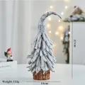 Tabletop snowy mini Christmas tree with curved top and wooden base, 27cm height decoration - Snowy Crooked Tree Medium