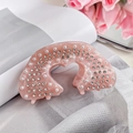 Pinza per capelli a cuore rosa in acetato con perle incastonate e strass lucidi - Cuore Rosa (Acetato) 8cm