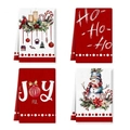 Set of four Christmas cleaning cloths featuring snowman, birds, and festive holiday patterns - Snowman and Robin Classic Style (MJBT66-80) / 4 Pieces/Pack (40*60cm)