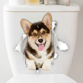 3D realistic corgi puppy decal showing a broken wall effect on a toilet water tank - Corgi Puppy/MK1093 / 20*30cm
