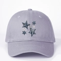 Cappellino da baseball in cotone lilla con stampa stella denim e catena in metallo - Grigio