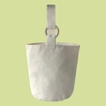 Minimalist off-white canvas bucket bag with a stylish round resin ring handle detail - Blank
