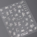 5D embossed white flower nail decals with Flower Language text design TS-3483 - Misty Flower Terrace Relief Style(TS-3483)