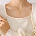 Collana con coniglio meccanico e set di anelli a stella in acciaio al titanio placcato oro 18K - Collana Coniglio Meccanico / 40+5cm / Oro