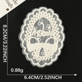 White lace skull embroidery patch with Modesty text for DIY hair accessories 8.2cm - Modesty Letter Mesh Border (19) / White