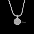 Ciondolo rotondo hip hop argento con catena tennis e zirconi brillanti da 39mm - Medaglia Rotonda 39mm + Collana Tennis 16in*4mm / Oro Bianco
