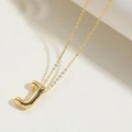 Minimalist 14K gold plated necklace featuring a 3D balloon style letter J pendant - Letter J