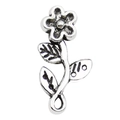 Ciondolo girasole in argento antico in lega vintage con dettagli floreali - Fiore a Cinque Petali con Stelo 10x20mm