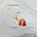 Sacred Heart pendant necklace in gold-plated brass with a red heart-shaped gemstone - 1.6*1cm Gold Plated Red Heart NAC08-1