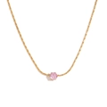 Collier minimaliste plaqué or 18 carats avec un pendentif unique en zircon rose - Or-Strass Rose
