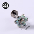 G23 titanium labret stud featuring a vibrant flower design with synthetic opal stones - Flower-OP17