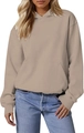 Oversized drop shoulder hoodie for women in beige earth tone with a kangaroo pocket - Camel
