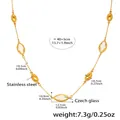 Detailed view of 18k gold plated stainless steel necklace with water-drop glass charms - Gold White