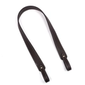 Dark brown lychee pattern leather shoulder strap with white contrast stitching and gold buckle - Dark Coffee