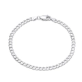 Classic S925 sterling silver curb chain bracelet with polished Italian finish - 3mm Platinum Plated 21.5cm