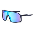 Deep blue sports sunglasses with colorful iridescent lenses for outdoor cycling - Blue