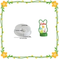 Moule en silicone lapin de Pâques avec cadre lapin vert et texte Happy Easter gravé - Base Ronde 1 Trou 005