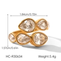 Größentabelle für goldenen Wickelring mit birnenförmigen Zirkonia und Maßangaben dazu - Birnenförmiger Zirkon-Stil (HC-R30634)