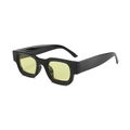 Retro quadratische Sonnenbrille mit schwarzem Rahmen und hellgelben Gläsern für Herren - Schwarzer Rahmen Gelbe Gläser