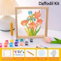 DIY Narcissus acrylic glass painting kit with wooden frame and professional pigments - Narcissus Style 15x15cm