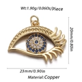 Golden copper evil eye pendant necklace with blue and white stones, 23mm size - CX141-2 (Blue White Zirconia Eye)
