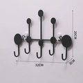 Modern black wall-mounted 5-hook rack, minimalist metal design for clothes and hats - Black Small Round Hook