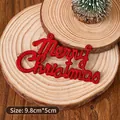 5-pack red Merry Christmas cake toppers with 9.8x5cm dimension for holiday party decor - 10cm Red Merry Christmas Cake Card 5 Pack
