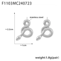 Orecchini a cerchio a forma di serpente in argento in acciaio inossidabile lucido - F1103-Orecchini Color Acciaio