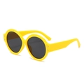 Fashionable round sunglasses with bright yellow frames and dark grey protective lenses - Yellow Frame Grey Lens