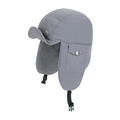 Grey winter trapper hat with fleece lining, ear flaps and adjustable chin strap - Dark Gray