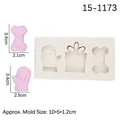 White silicone mold for Christmas glove, gift box and bone shaped DIY fondant cake decor - 3# 15-1173 Grey
