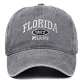 Cappellino da baseball grigio scuro lavato con ricamo Florida Miami per uomo e donna - Grigio