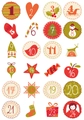 24 count Christmas advent calendar stickers with colorful numbers for holiday gift bags - Fun Biscuit Numbers
