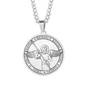 Collana con ciondolo rotondo arcangelo Michele in acciaio al titanio finitura argento - Michele / Argento