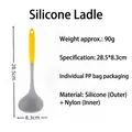 Food grade silicone soup ladle with gray head and yellow long handle for non-stick pans - Large (Thin) / Yellow Grey