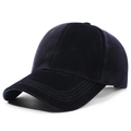 Minimalist navy blue velvet baseball cap with classic six-panel design and curved brim - Adjustable / Navy Blue
