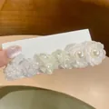 Elegant 12-piece pearl and floral earring set on white display card for women - White Pearl Hair Clip (7# Silver Earring Post)