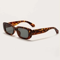Retro rectangular sunglasses with tortoiseshell frame and dark grey lenses for fashion - c30 Tortoise Green